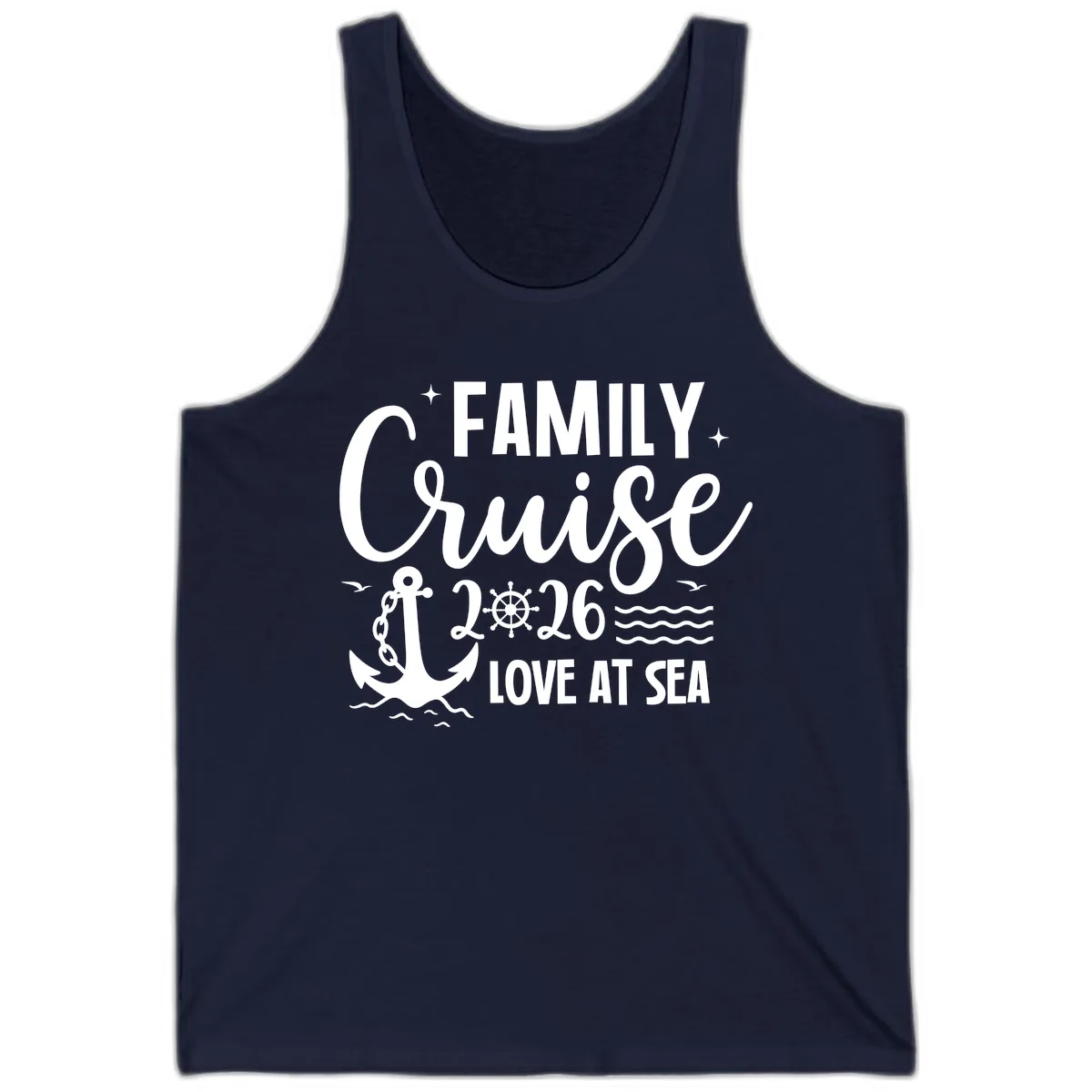 Family Cruise 2026 Love At Sea Vacation Apparel Tank in Navy