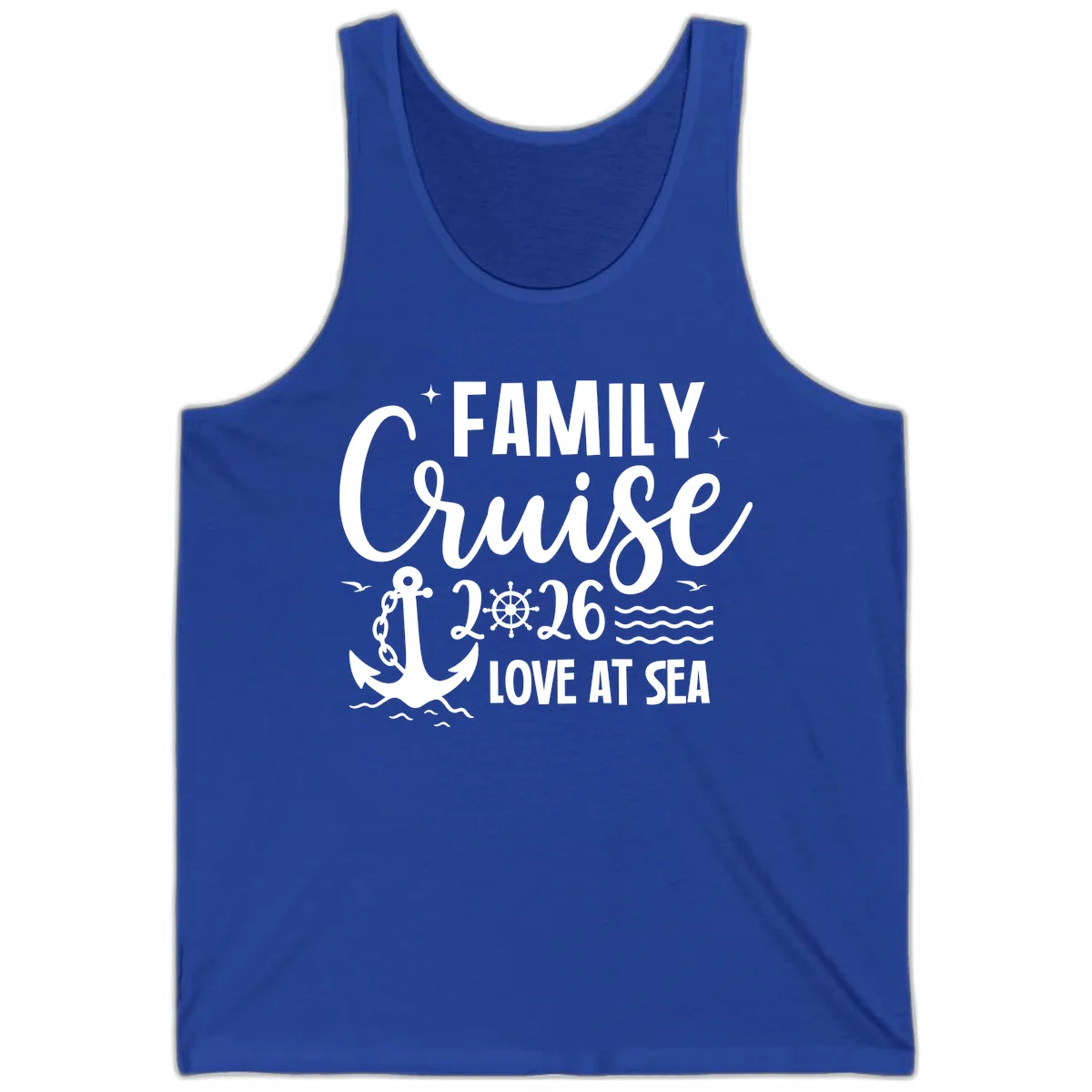 Family Cruise 2026 Love At Sea Vacation Apparel Tank in True Royal