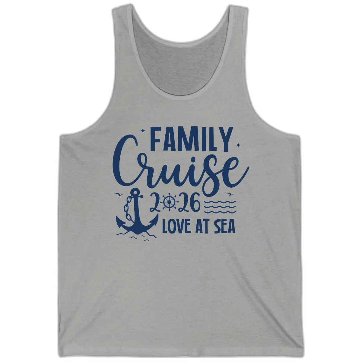 Family Cruise 2026 Love At Sea Vacation Apparel Tank in Athletic Heather