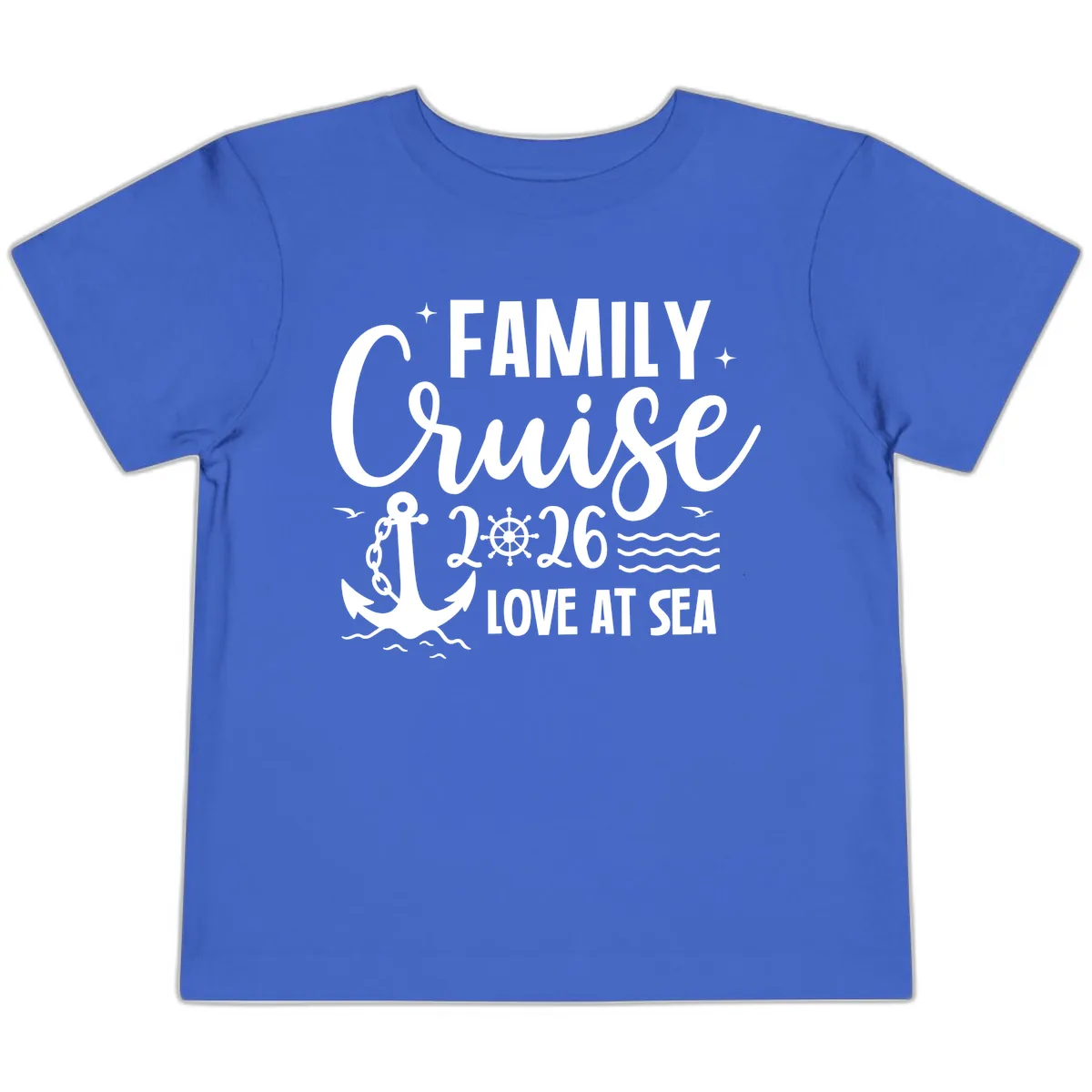 Family Cruise 2026 Love At Sea Vacation Apparel Toddler T-Shirt in True Royal
