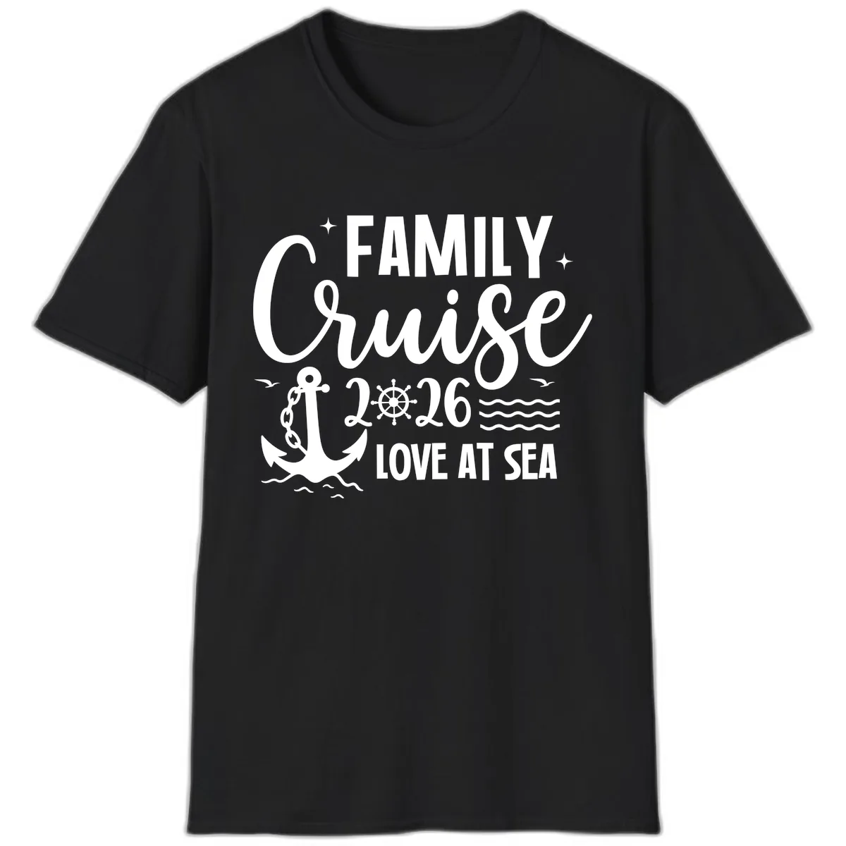 Family Cruise 2026 Love At Sea Vacation Apparel T-Shirt in Black