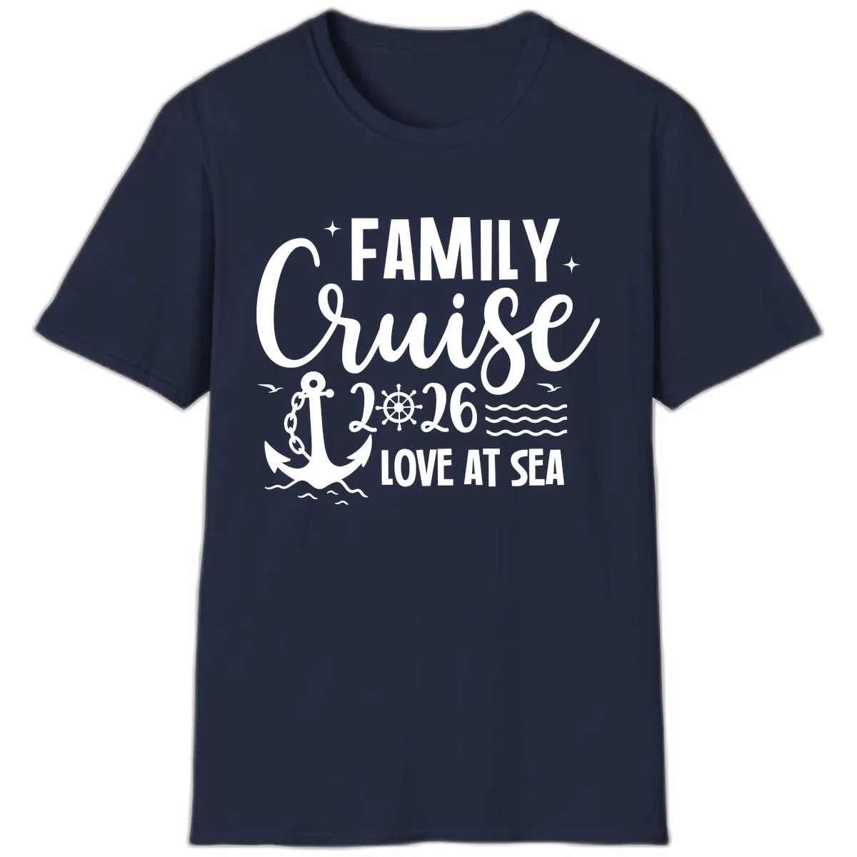 Family Cruise 2026 Love At Sea Vacation Apparel T-Shirt in Navy