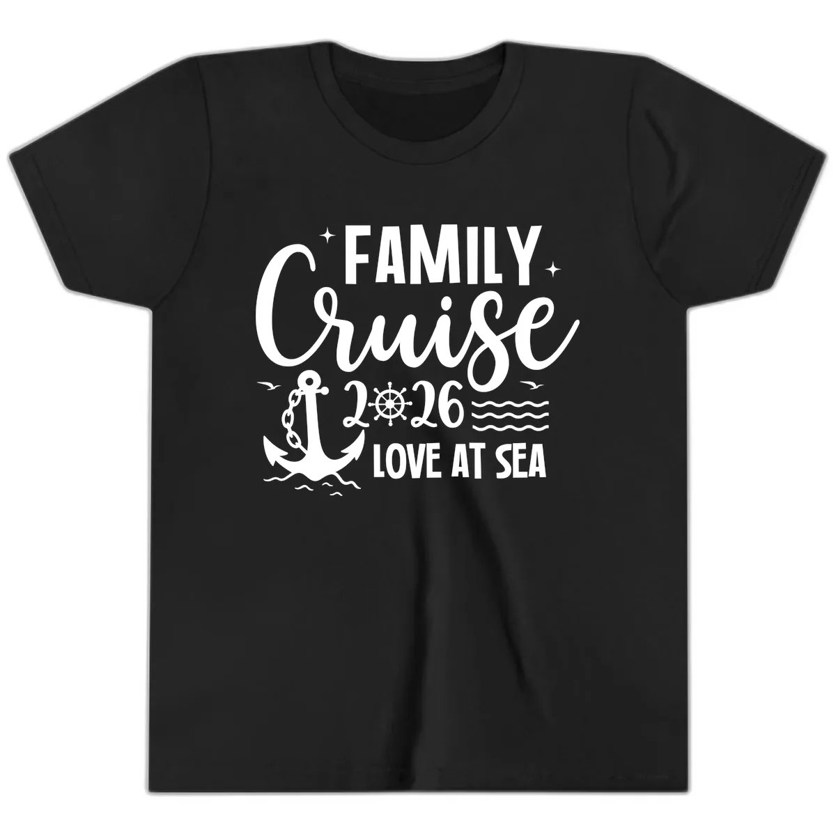 Family Cruise 2026 Love At Sea Vacation Apparel Youth T-Shirt in Black