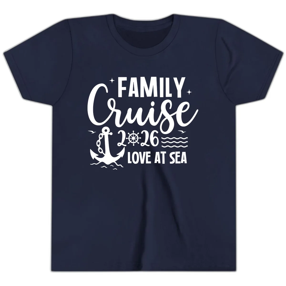 Family Cruise 2026 Love At Sea Vacation Apparel Youth T-Shirt in Navy