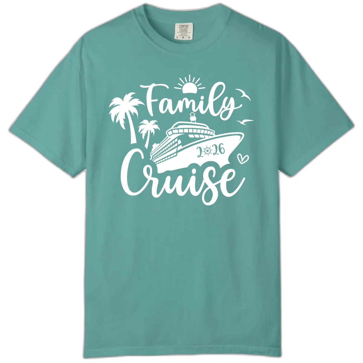 Family Cruise 2026 Vacation Apparel Comfort Color in Seafoam