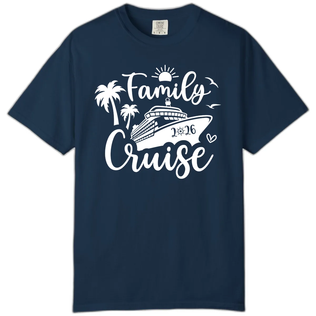 Family Cruise 2026 Vacation Apparel Comfort Color in True Navy