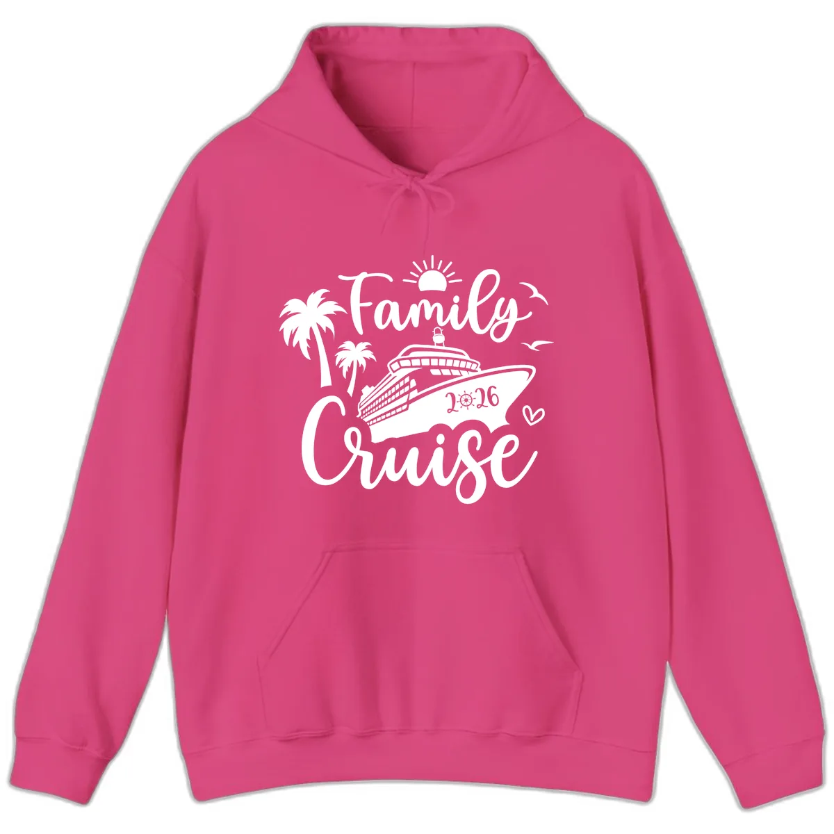 Family Cruise 2026 Vacation Apparel Hoodie in Heliconia