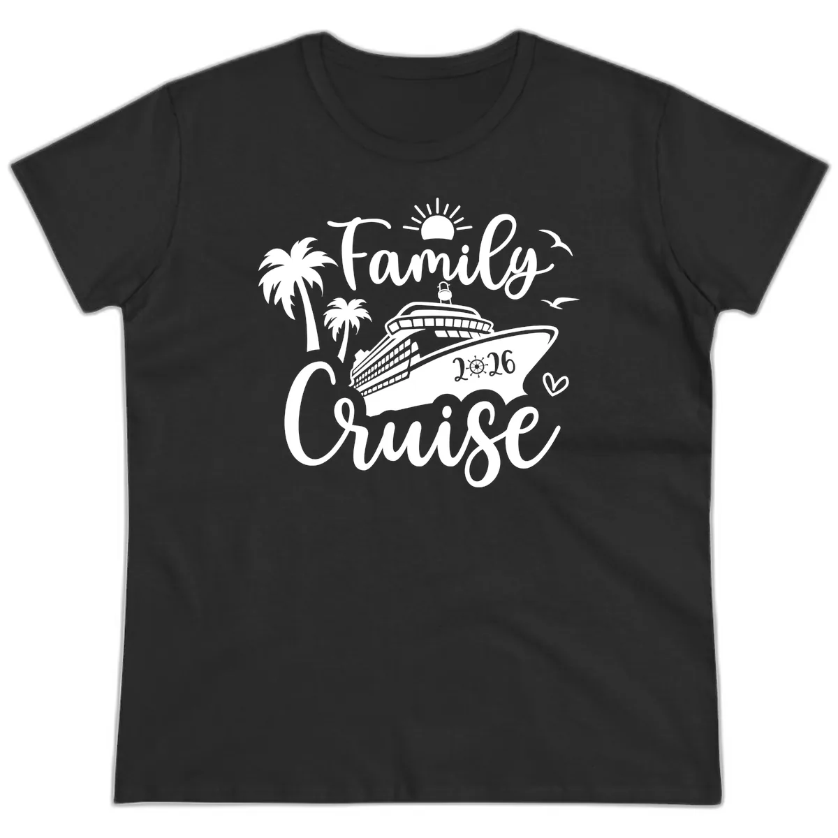 Family Cruise 2026 Vacation Apparel Ladies Tee in Black
