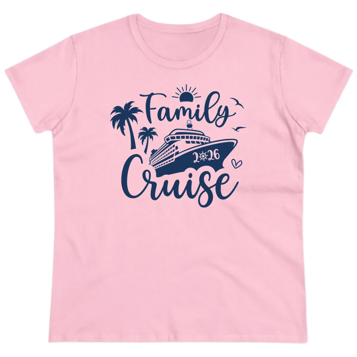 Family Cruise 2026 Vacation Apparel Ladies Tee in Light Pink