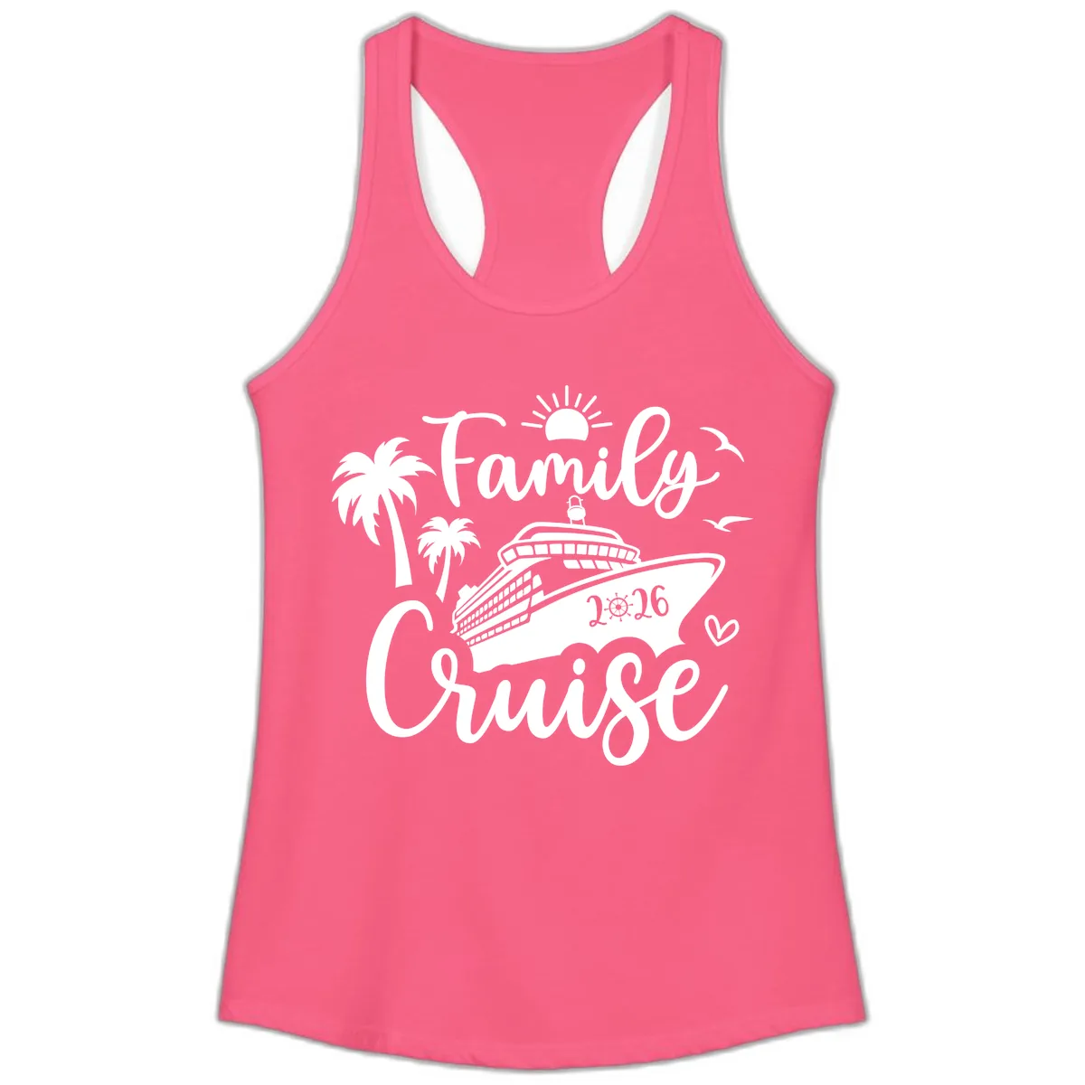 Family Cruise 2026 Vacation Apparel Ladies Tank in Solid Hot Pink