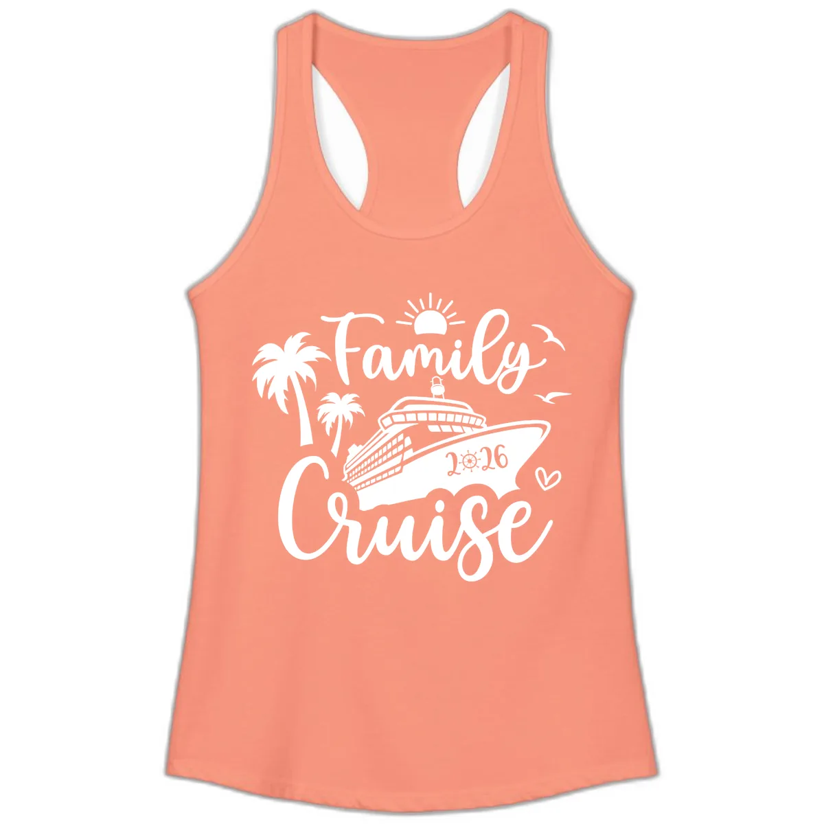 Family Cruise 2026 Vacation Apparel Ladies Tank in Solid Light Orange