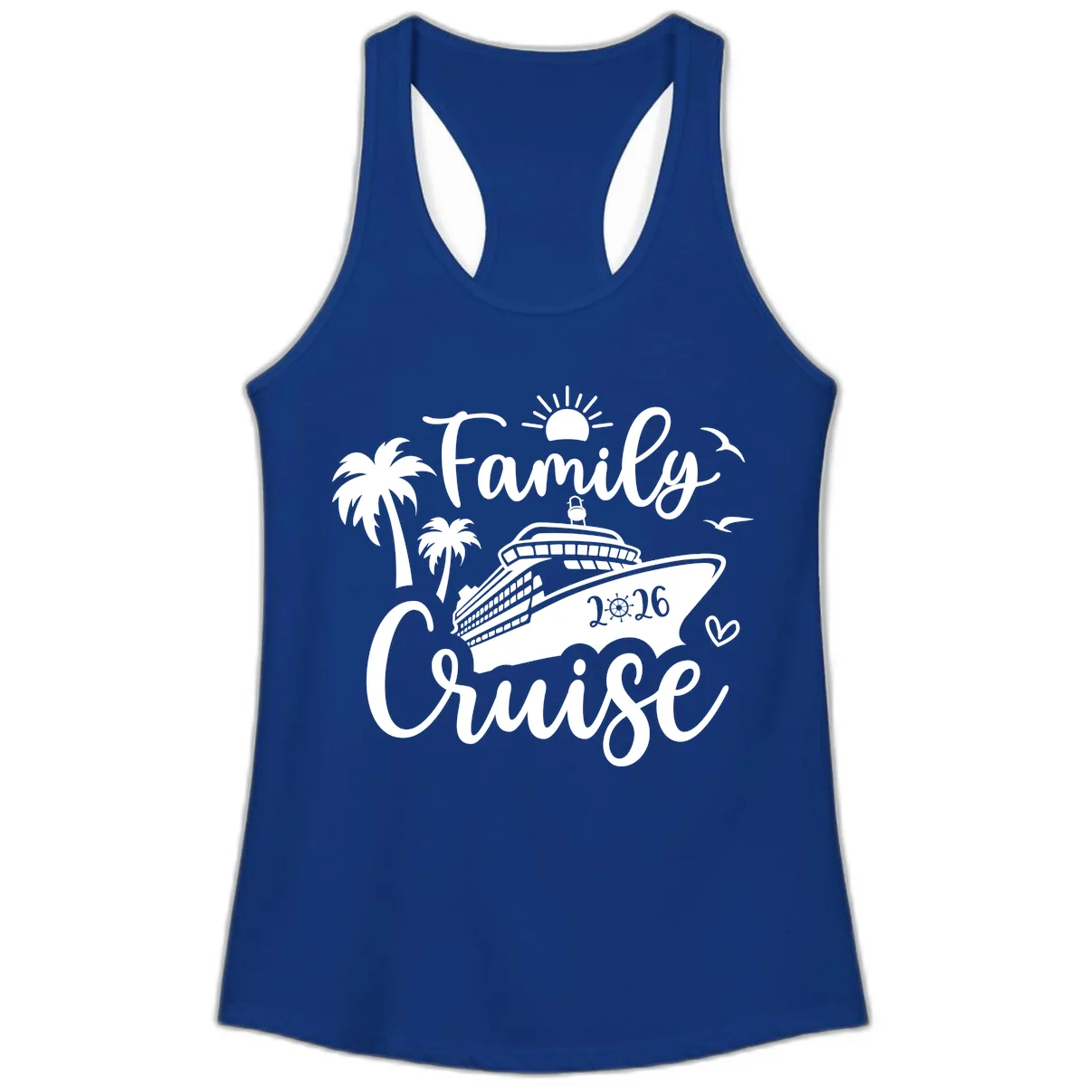 Family Cruise 2026 Vacation Apparel Ladies Tank in Solid Royal
