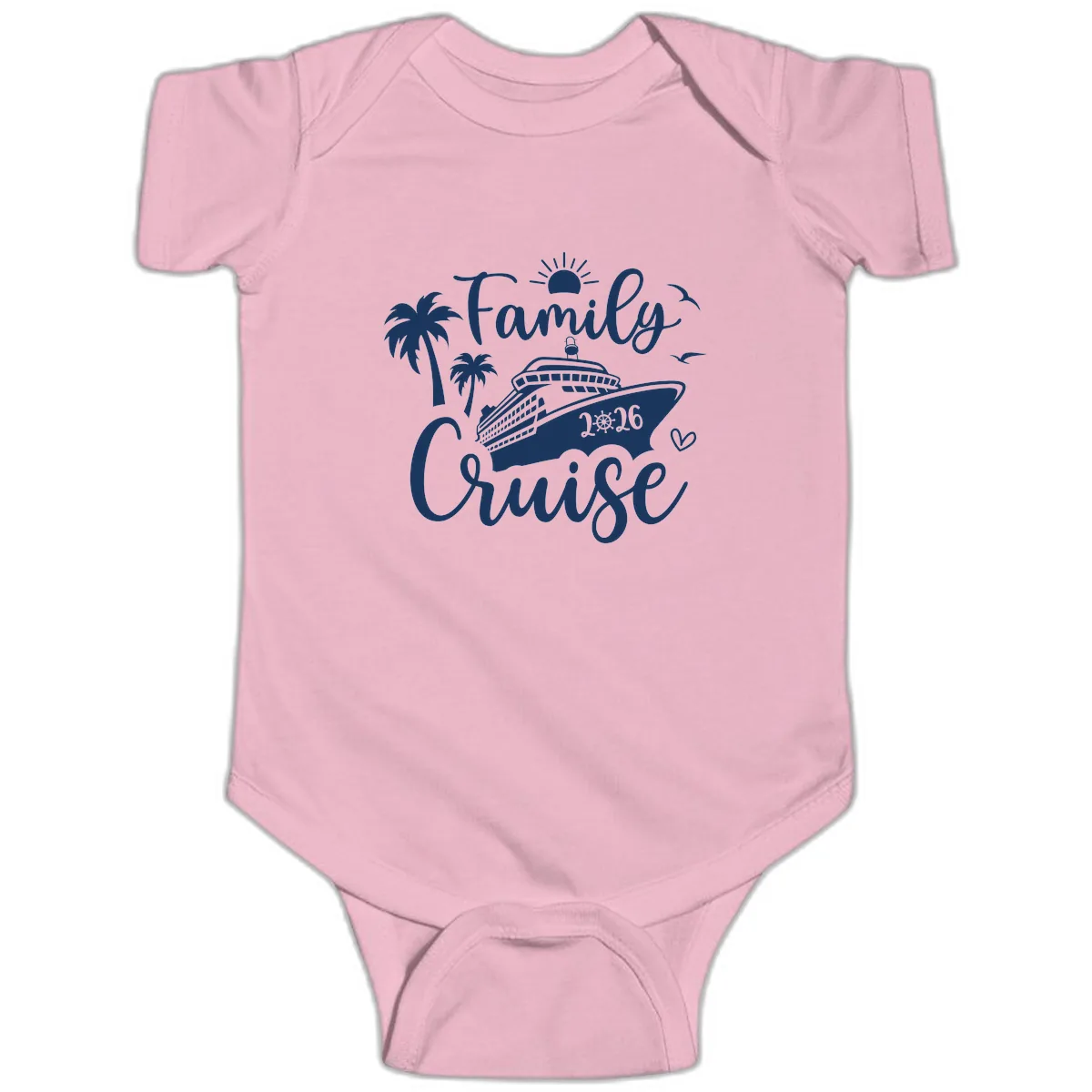 Family Cruise 2026 Vacation Apparel Baby Onesie in Pink