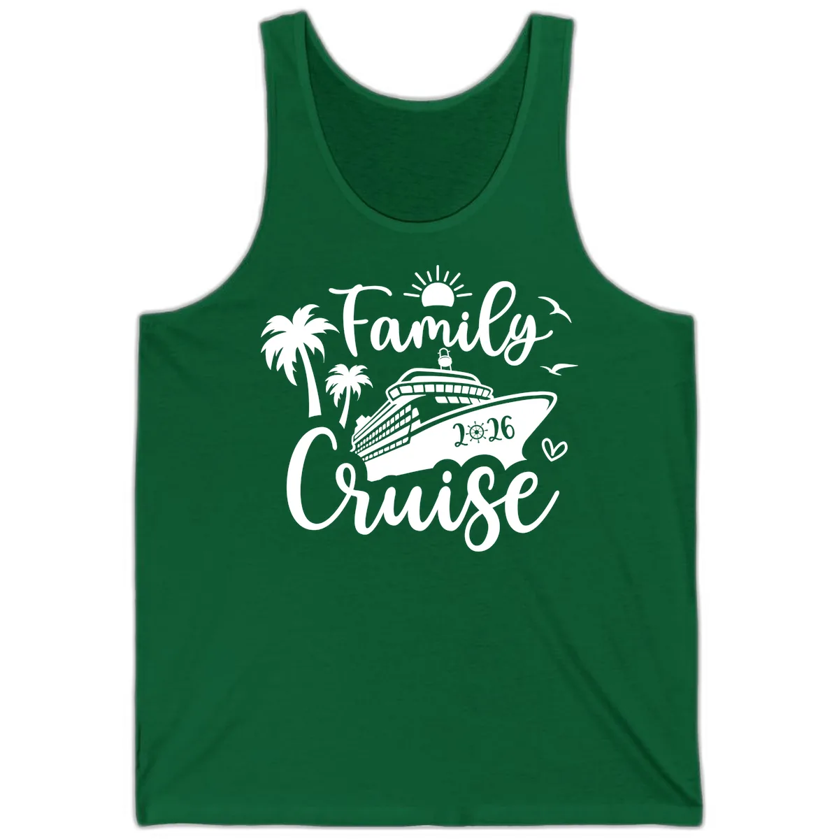 Family Cruise 2026 Vacation Apparel Tank in Kelly