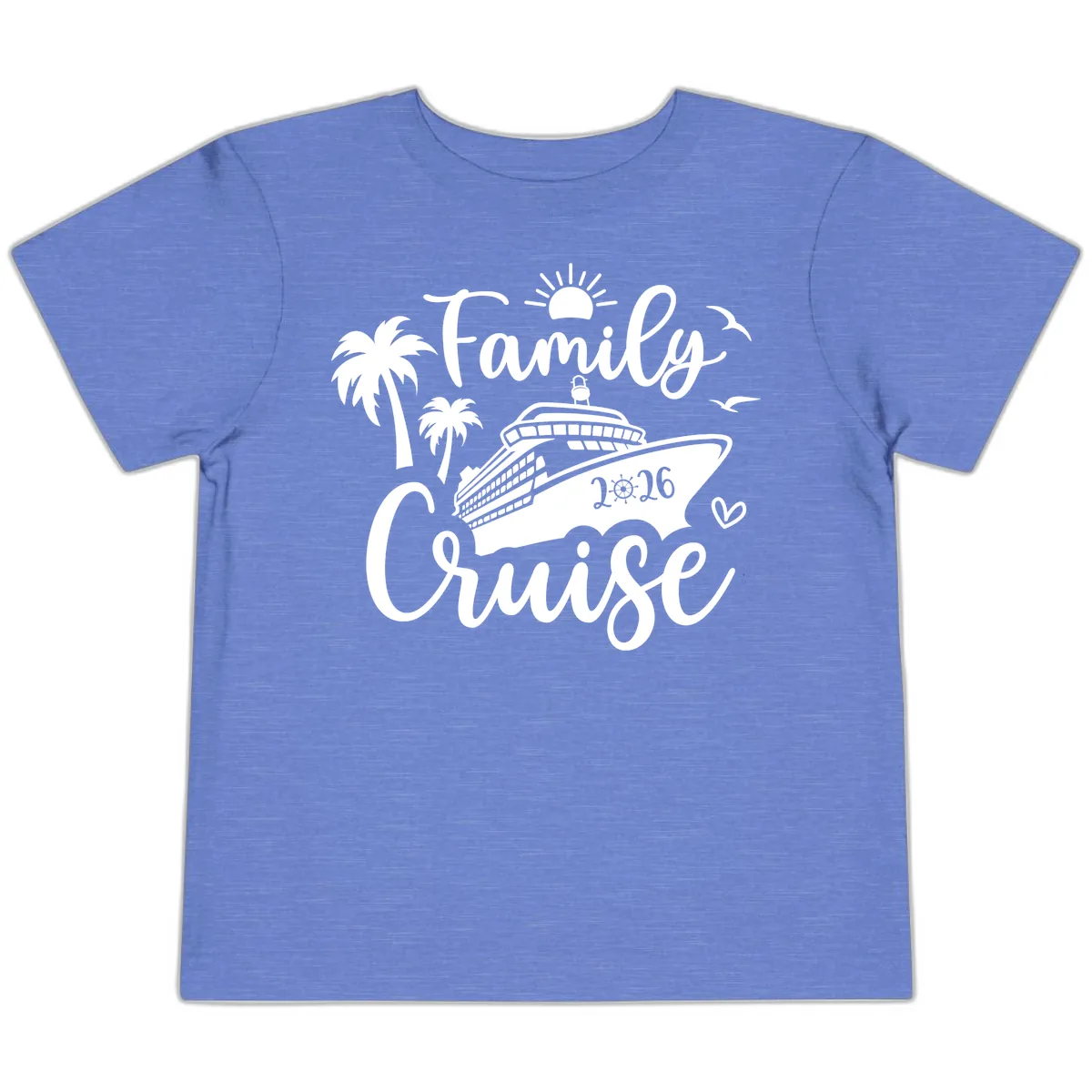 Family Cruise 2026 Vacation Apparel Toddler T-Shirt in Heather Columbia Blue