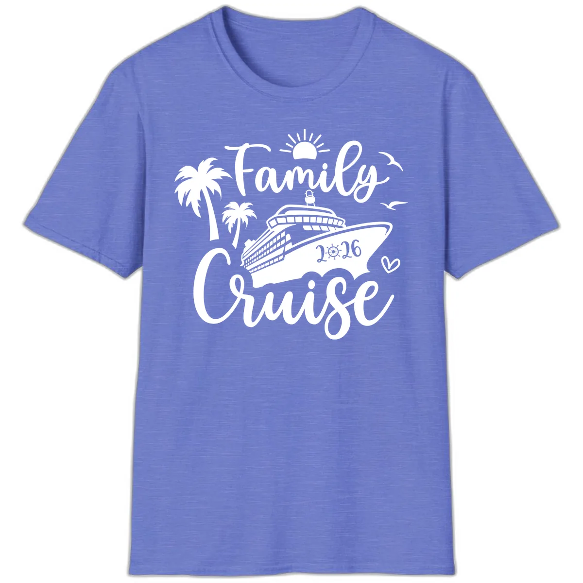 Family Cruise 2026 Vacation Apparel T-Shirt in Heather Royal