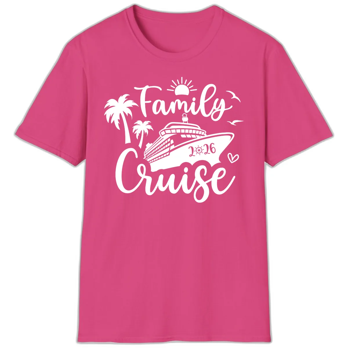 Family Cruise 2026 Vacation Apparel T-Shirt in Heliconia