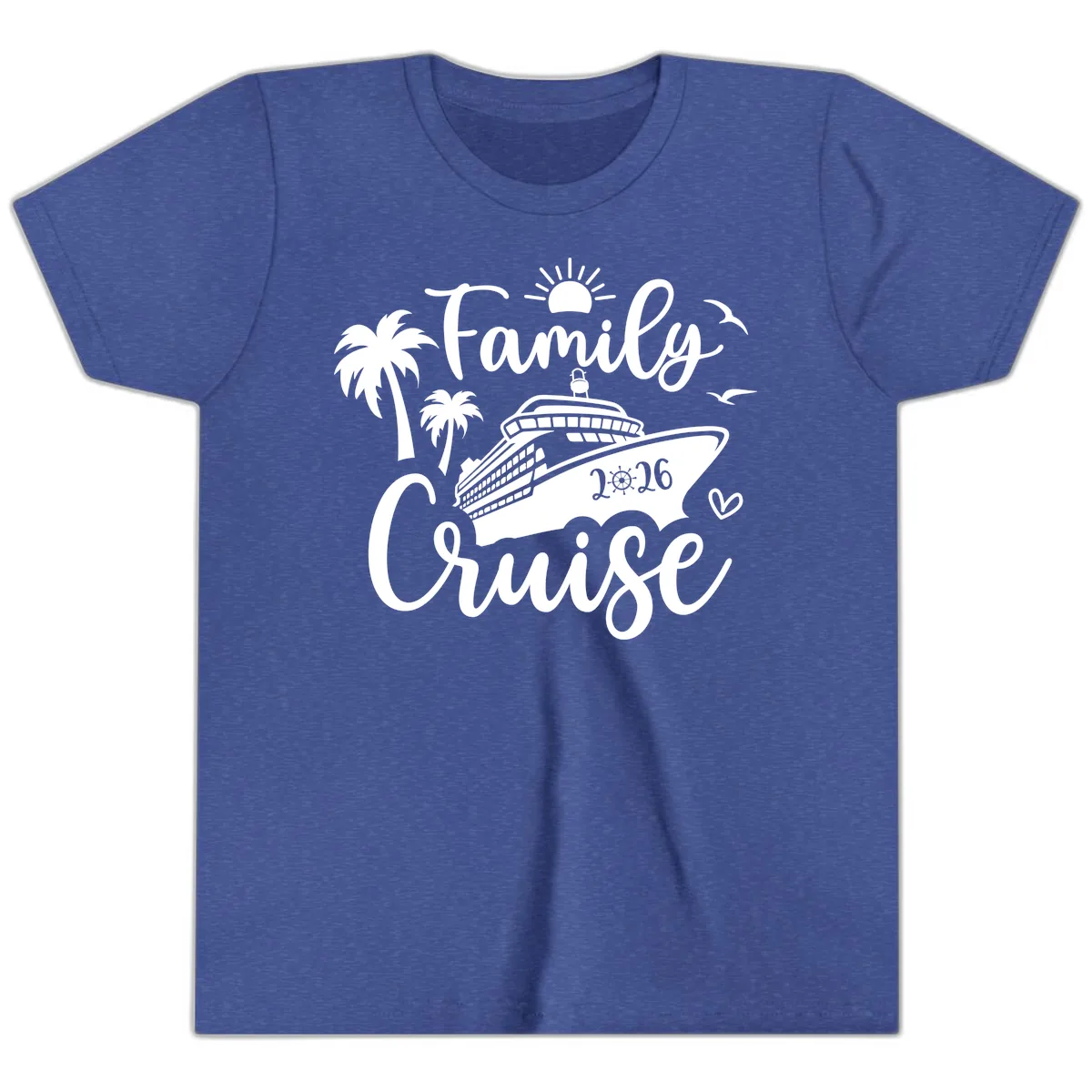 Family Cruise 2026 Vacation Apparel Youth T-Shirt in Heather True Royal