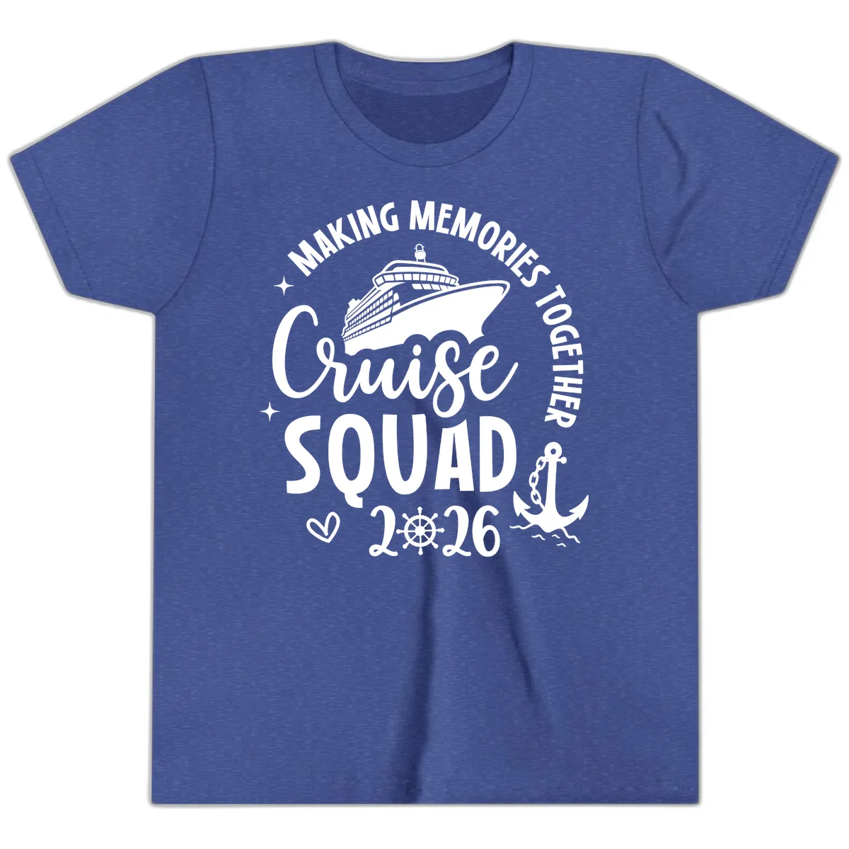 Making Memories Together Cruise Squad 2026 Youth T-Shirt in Heather True Royal