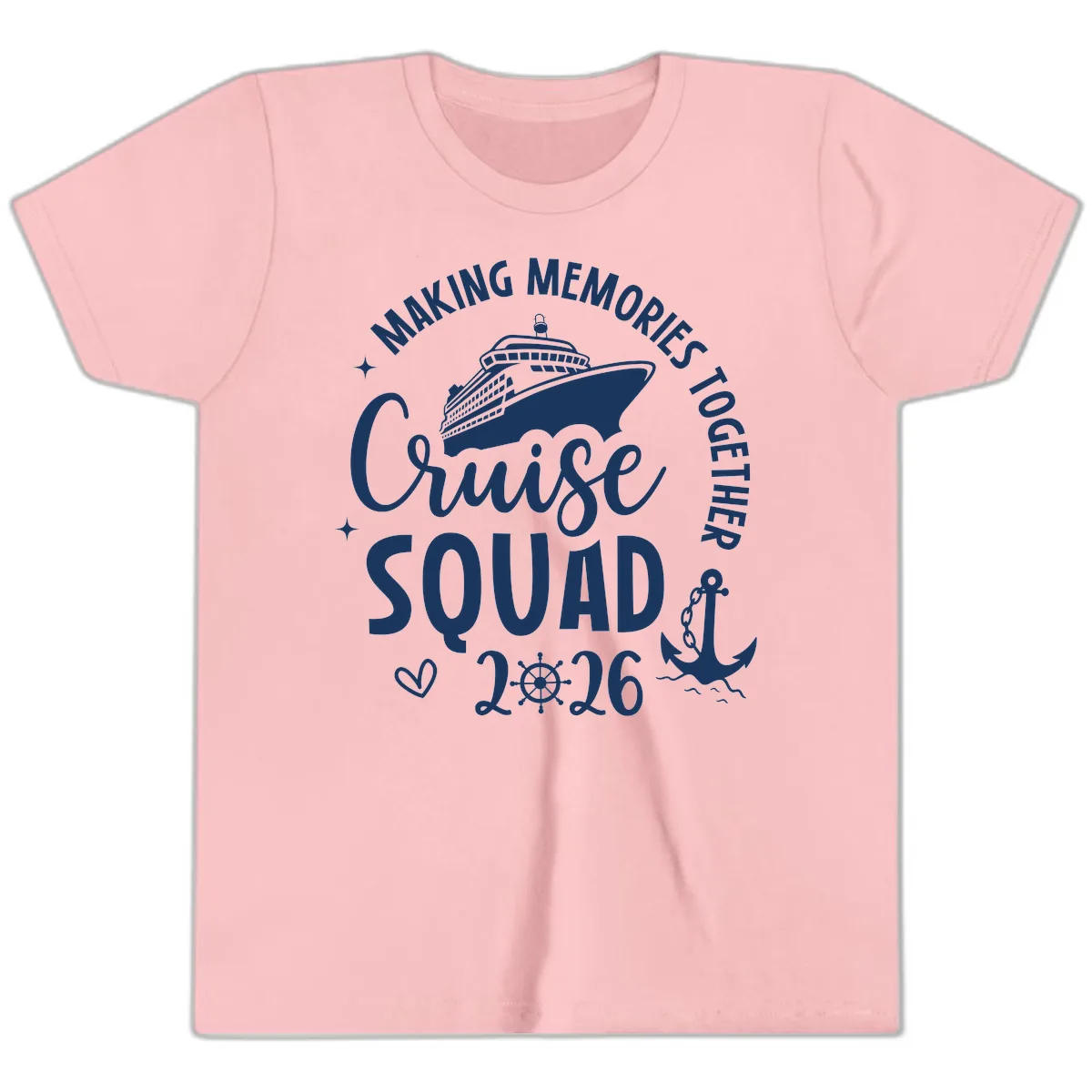 Making Memories Together Cruise Squad 2026 Youth T-Shirt in Pink