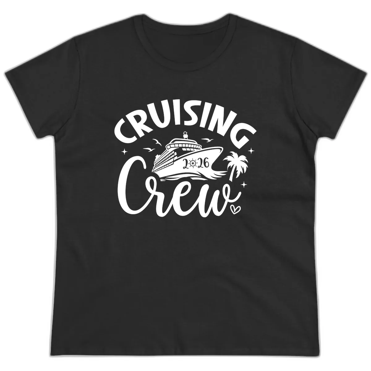 Cruising Crew 2026 Family Cruise Vacation Ladies Tee in Black
