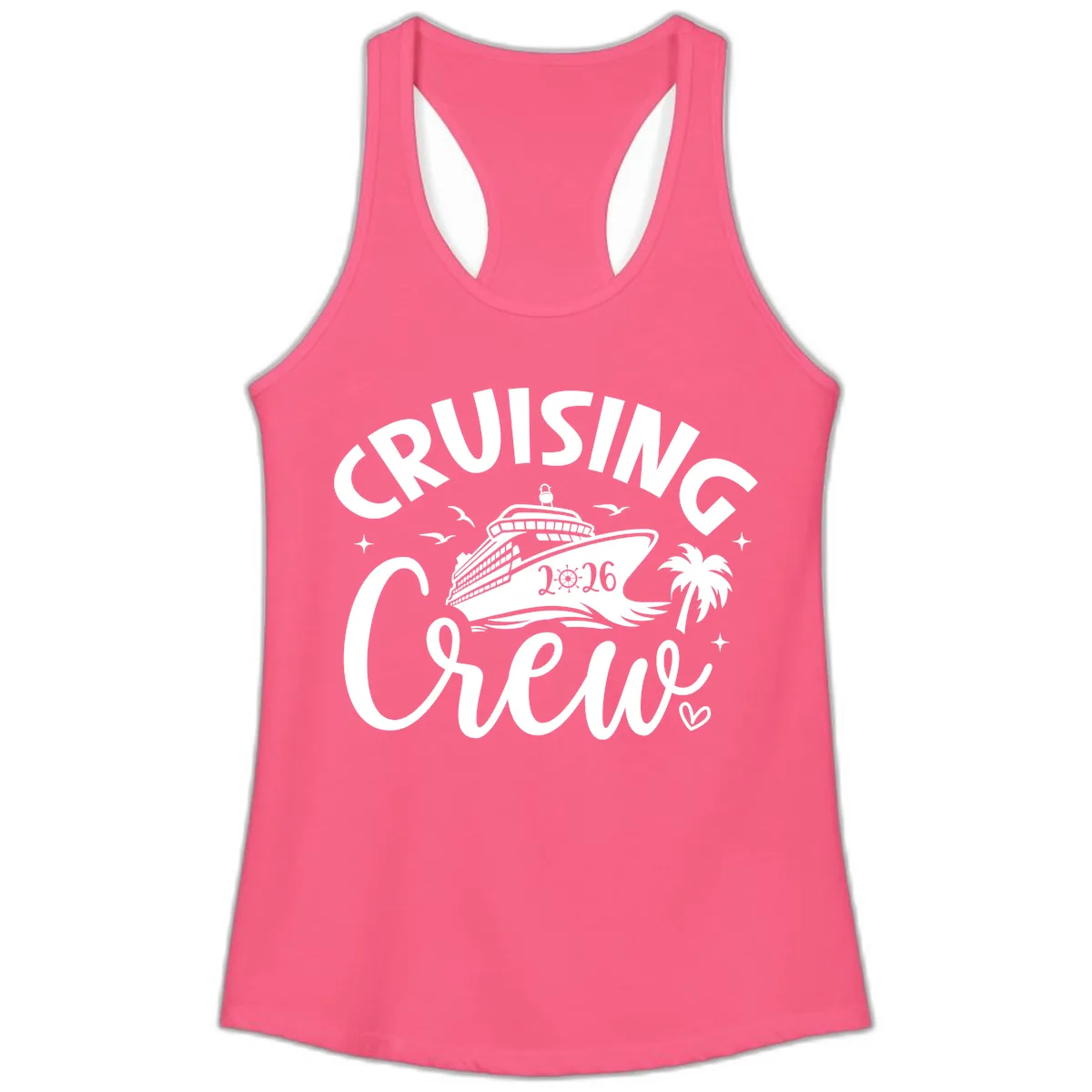 Cruising Crew 2026 Family Cruise Vacation Ladies Tank in Solid Hot Pink