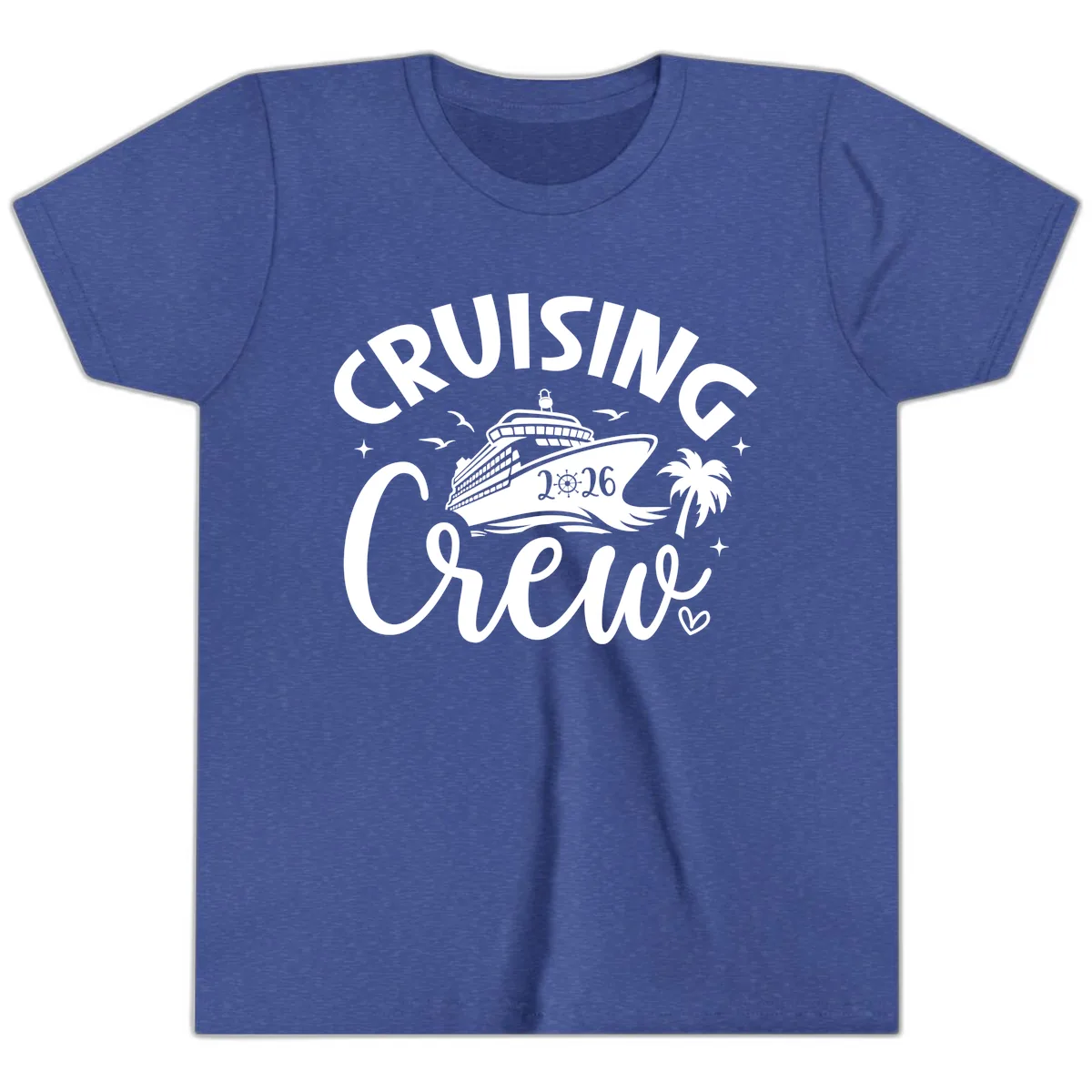 Cruising Crew 2026 Family Cruise Vacation Youth T-Shirt in Heather True Royal