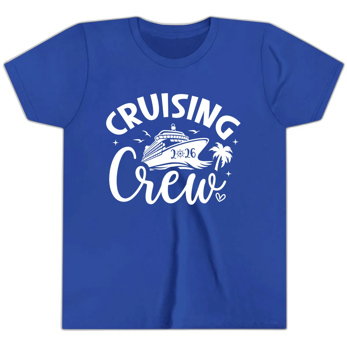 Cruising Crew 2026 Family Cruise Vacation Youth T-Shirt in True Royal