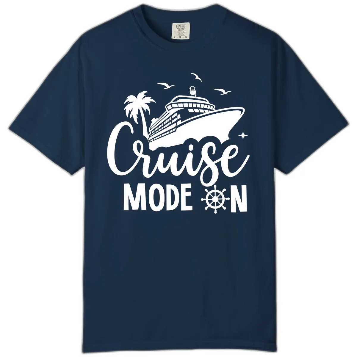 Cruise Mode On Ship Vacation Apparel Comfort Color in True Navy