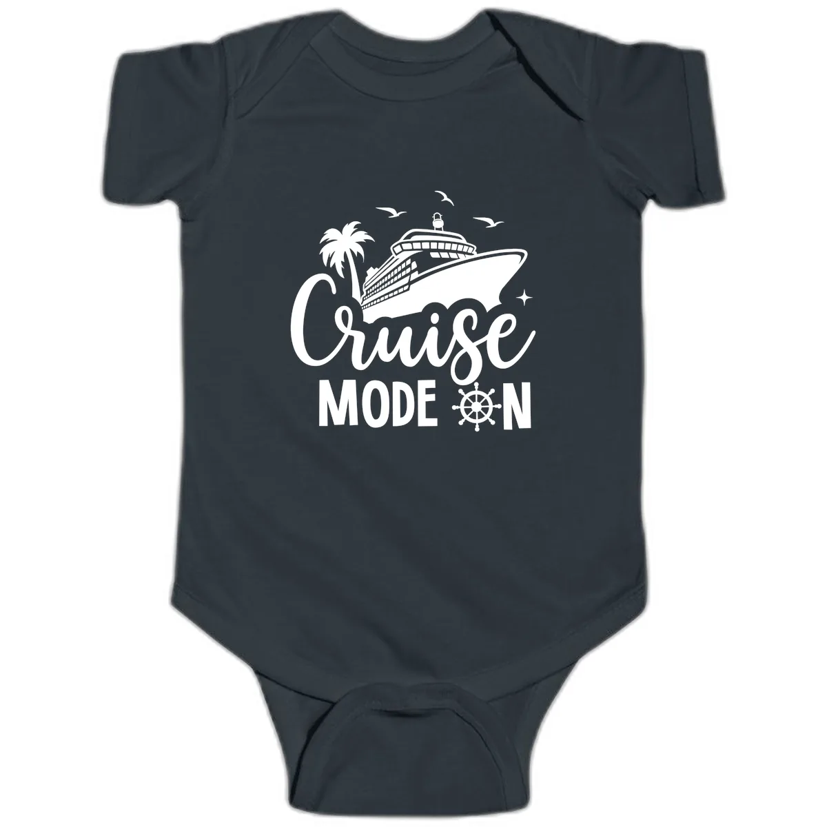 Cruise Mode On Ship Vacation Apparel Baby Onesie in Black