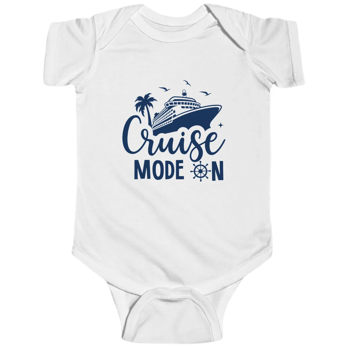 Cruise Mode On Ship Vacation Apparel Baby Onesie in White