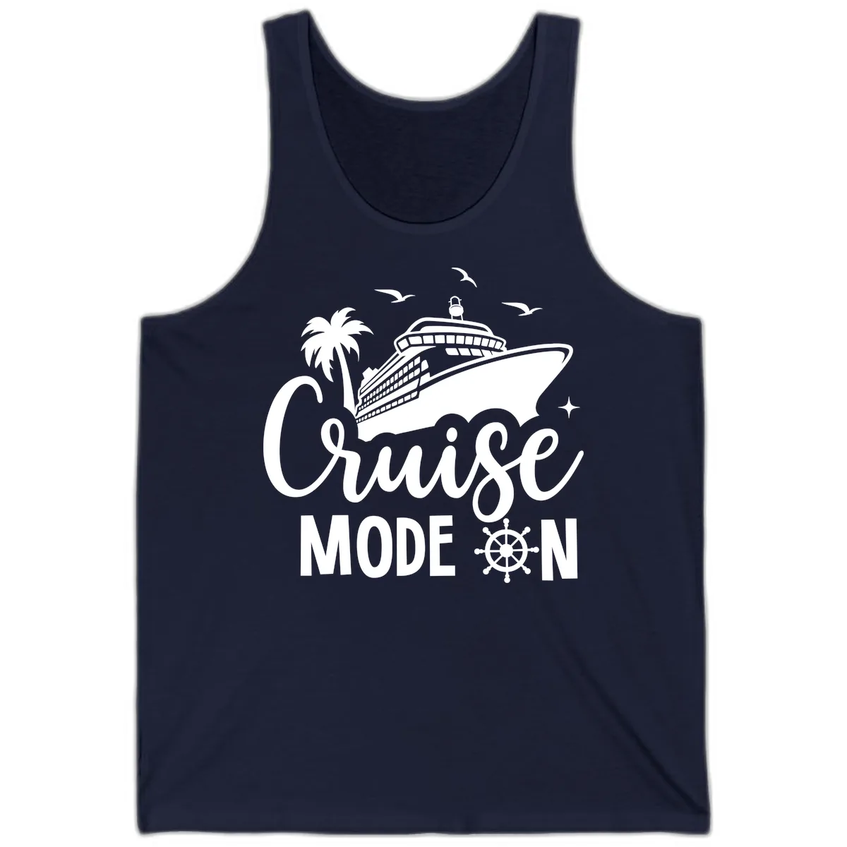 Cruise Mode On Ship Vacation Apparel Tank in Navy