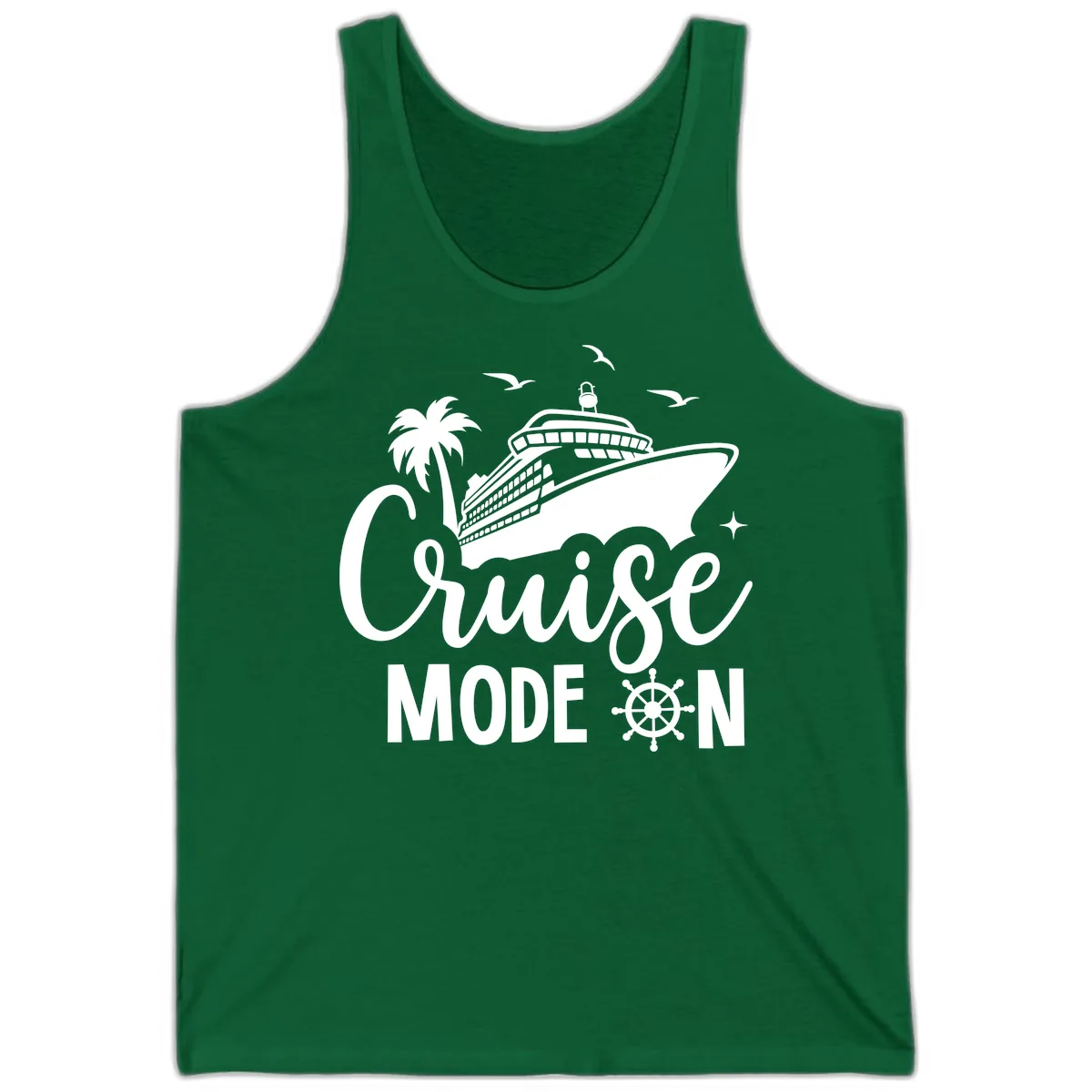 Cruise Mode On Ship Vacation Apparel Tank in Kelly