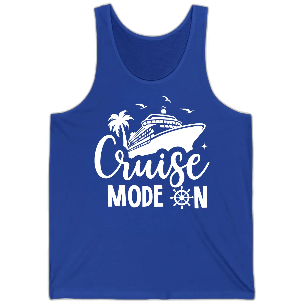 Cruise Mode On Ship Vacation Apparel Tank in True Royal