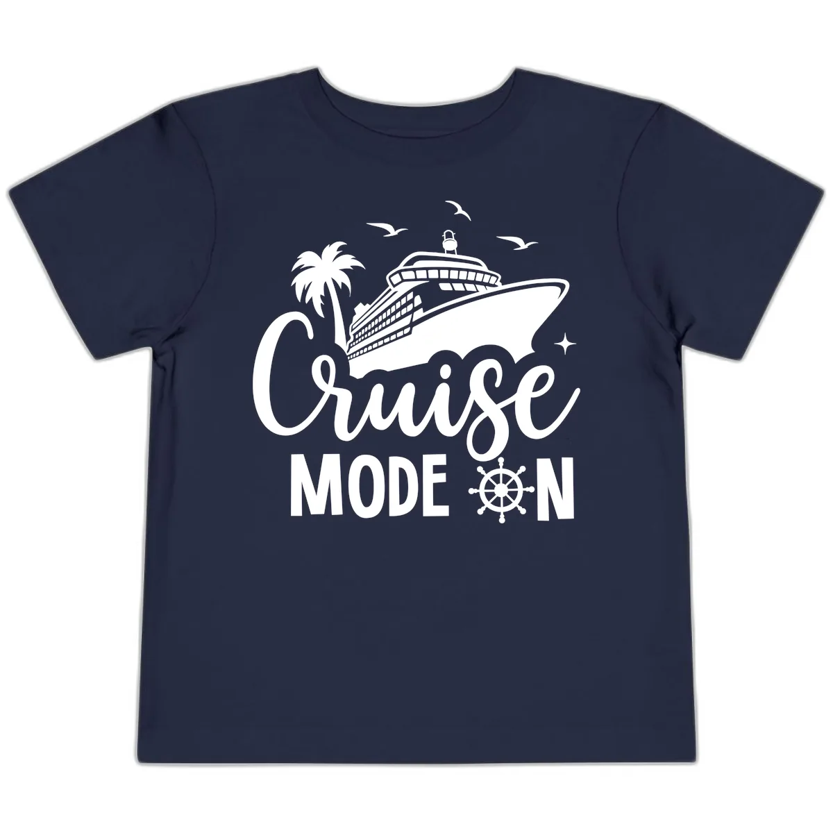 Cruise Mode On Ship Vacation Apparel Toddler T-Shirt in Navy