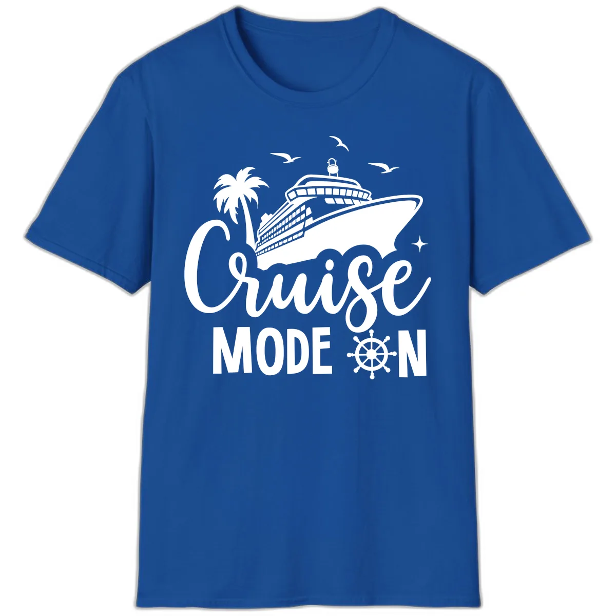 Cruise Mode On Ship Vacation Apparel T-Shirt in Royal