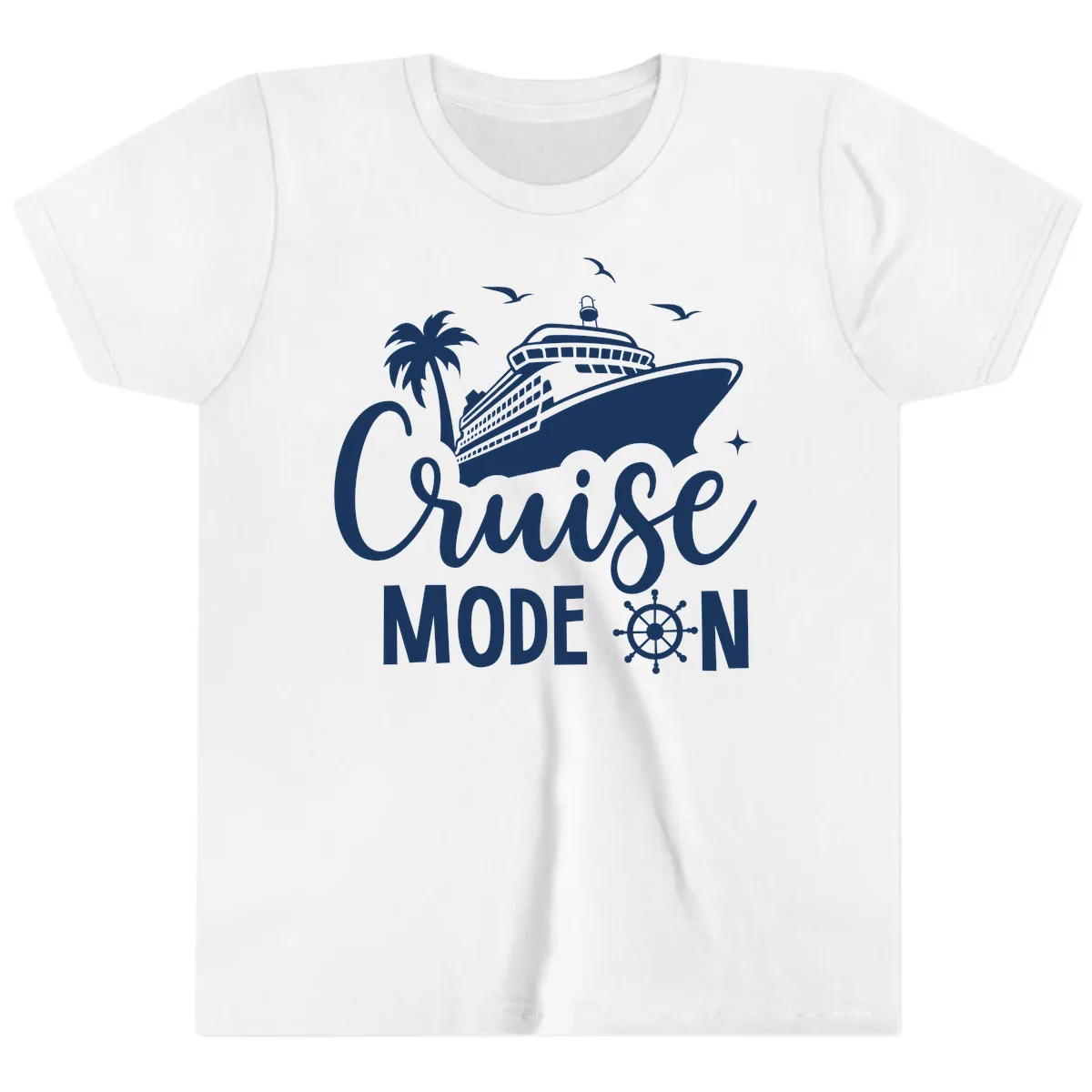 Cruise Mode On Ship Vacation Apparel Youth T-Shirt in White