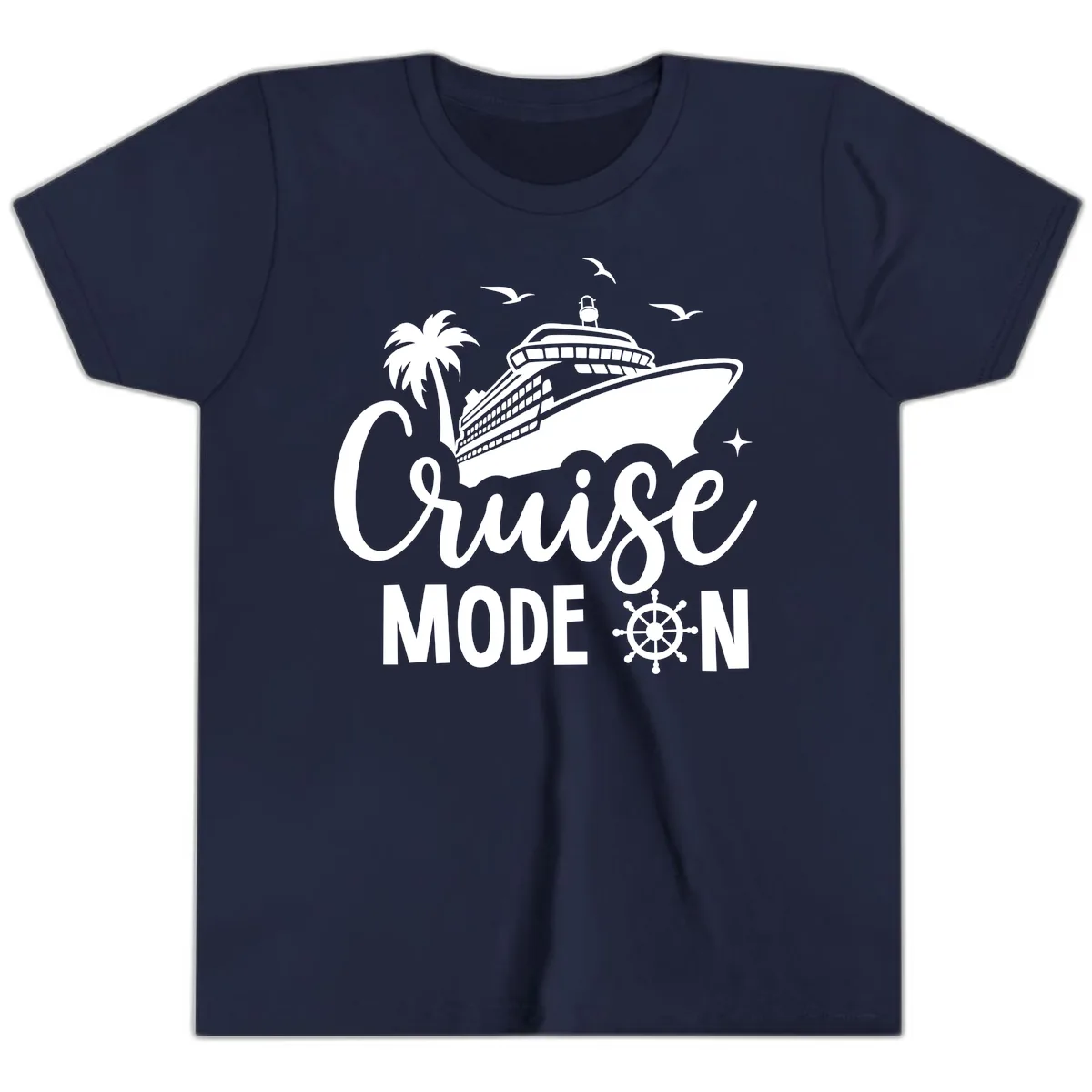 Cruise Mode On Ship Vacation Apparel Youth T-Shirt in Navy