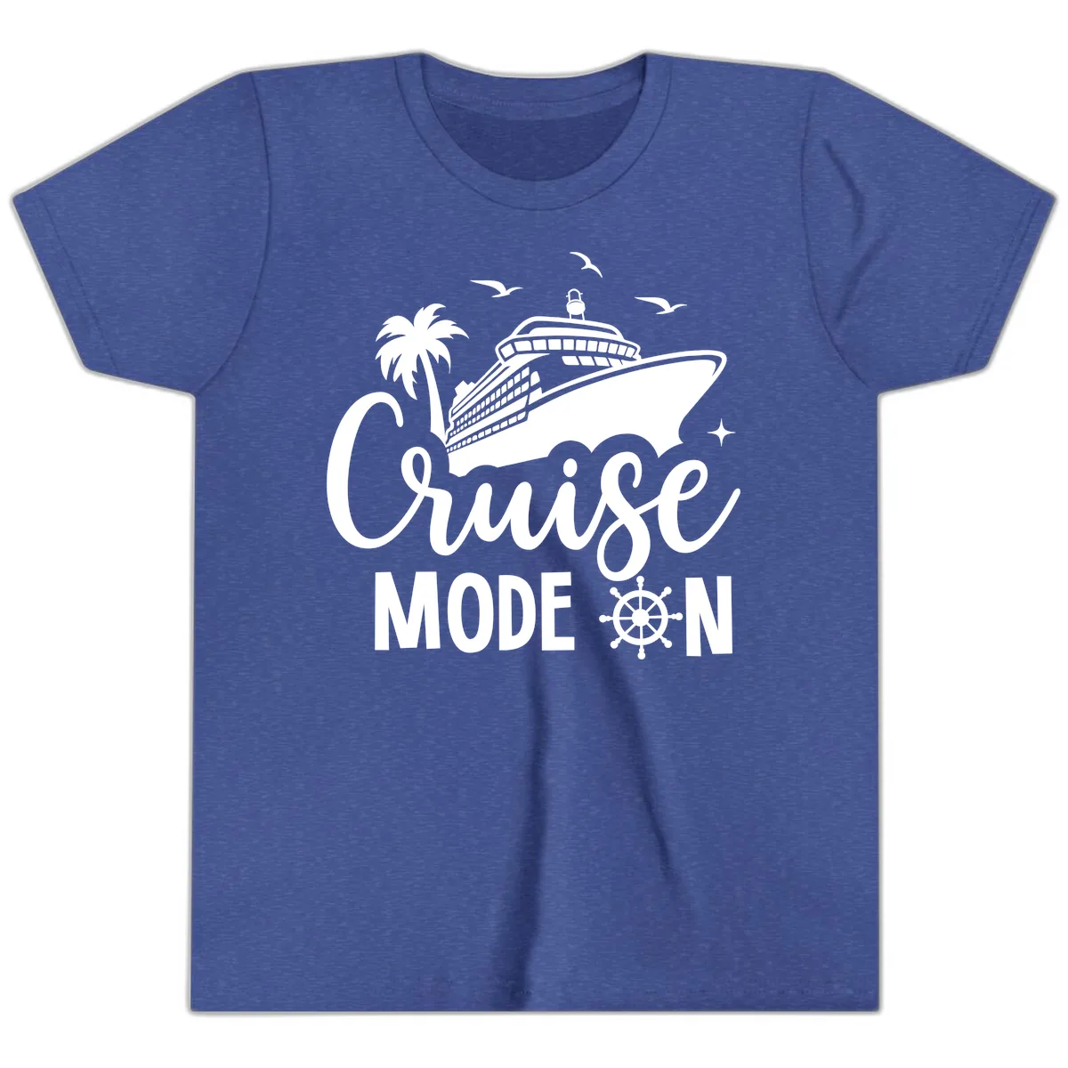 Cruise Mode On Ship Vacation Apparel Youth T-Shirt in Heather True Royal