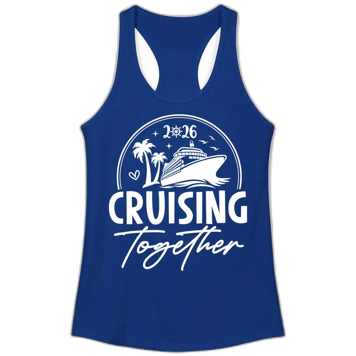 Family Cruise Together 2026 Vacation Apparel Ladies Tank in Solid Royal