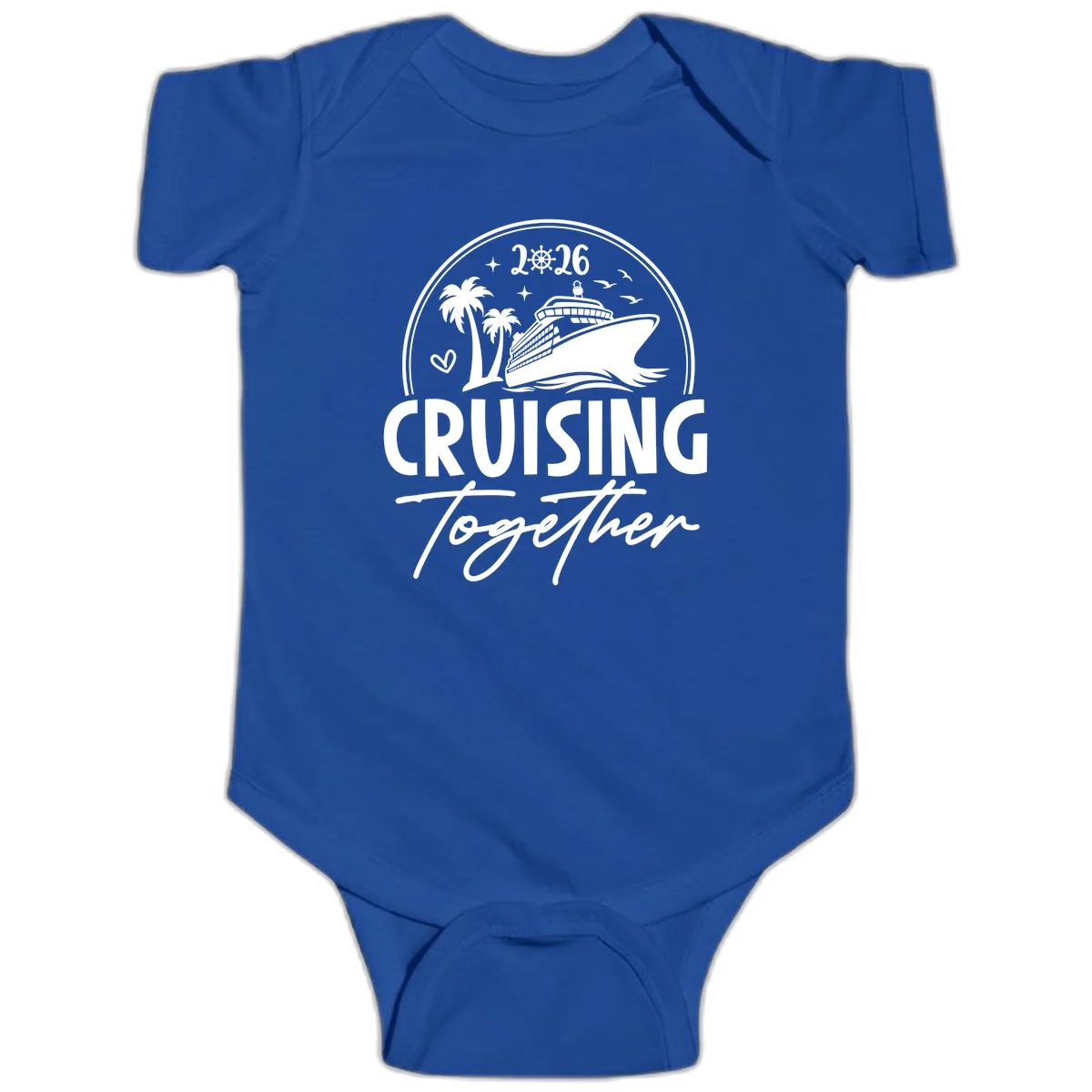 Family Cruise Together 2026 Vacation Apparel Baby Onesie in Royal