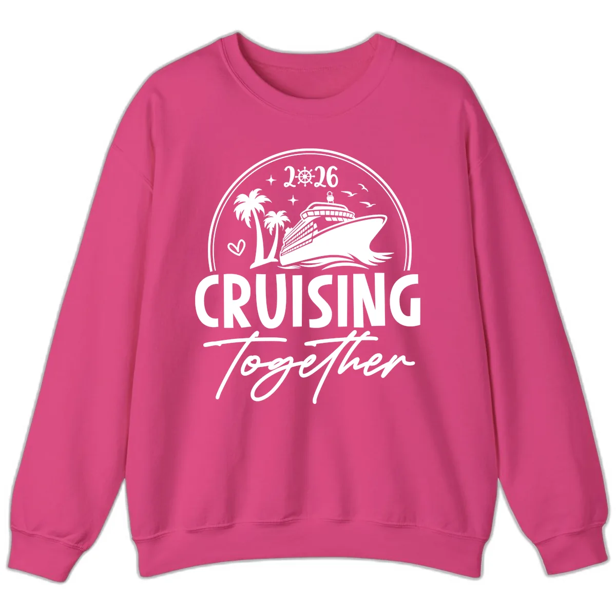 Family Cruise Together 2026 Vacation Apparel Sweatshirt in Heliconia
