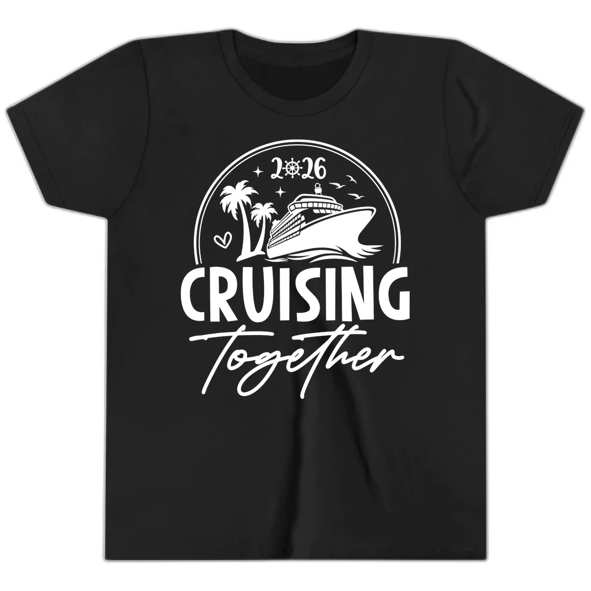 Family Cruise Together 2026 Vacation Apparel Youth T-Shirt in Black