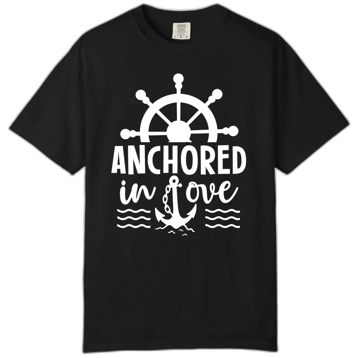 Anchored In Love Family Cruise Vacation Apparel Comfort Color in Black