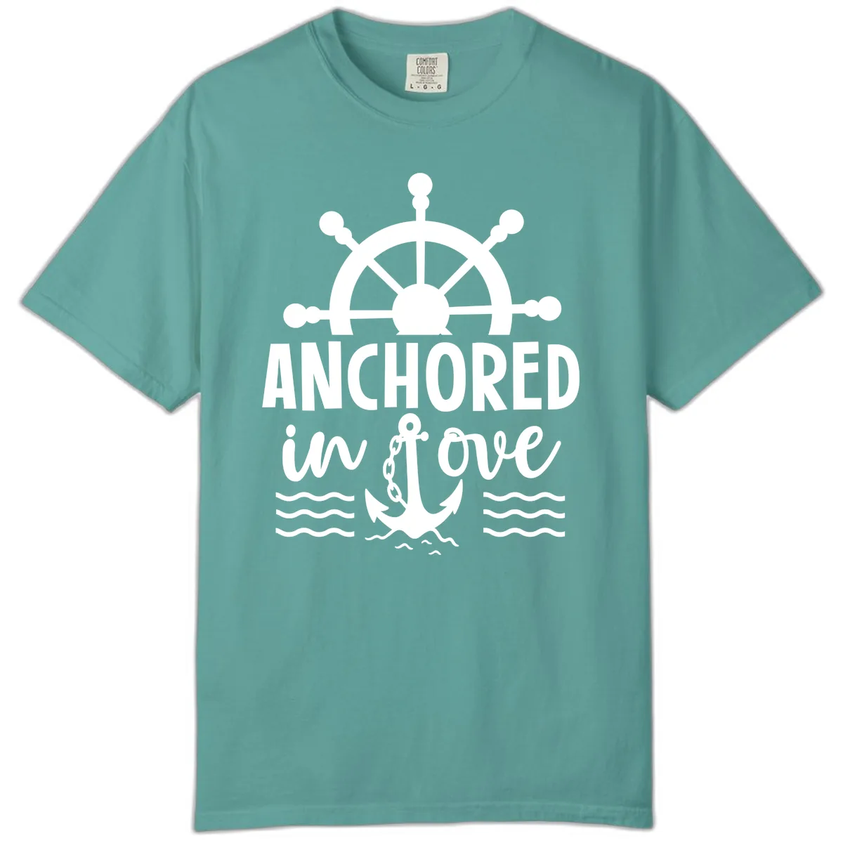 Anchored In Love Family Cruise Vacation Apparel Comfort Color in Seafoam
