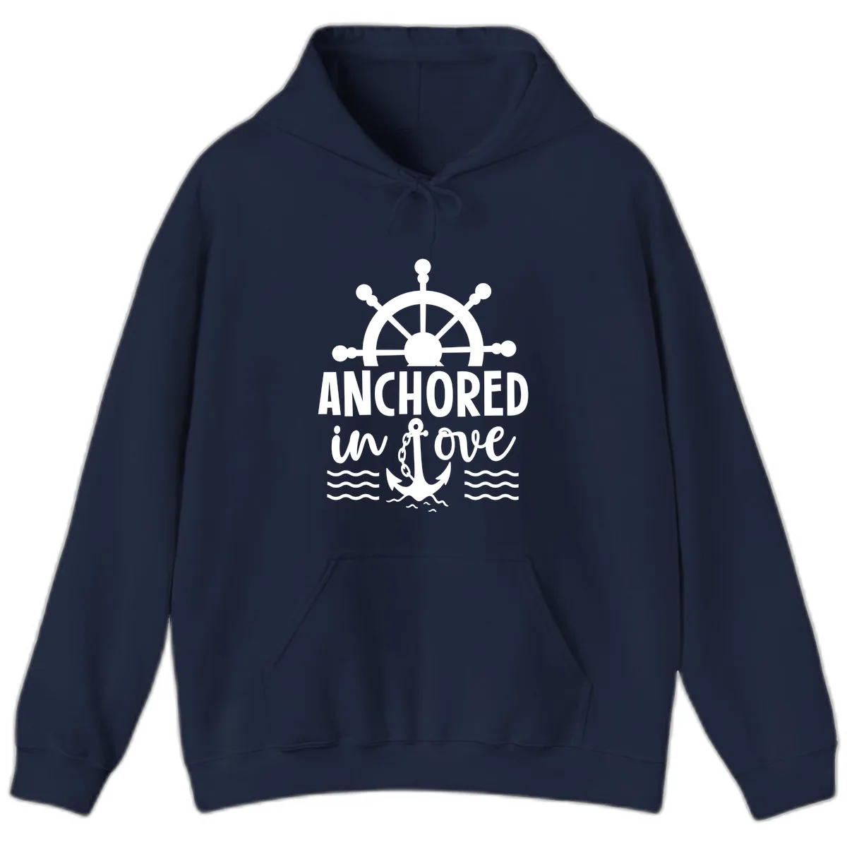 Anchored In Love Family Cruise Vacation Apparel Hoodie in Navy