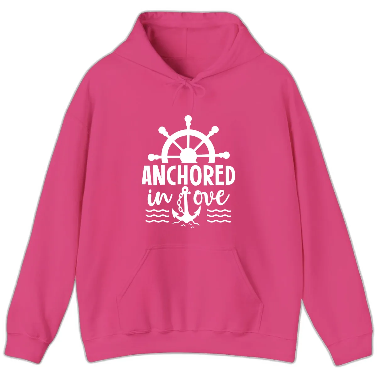 Anchored In Love Family Cruise Vacation Apparel Hoodie in Heliconia