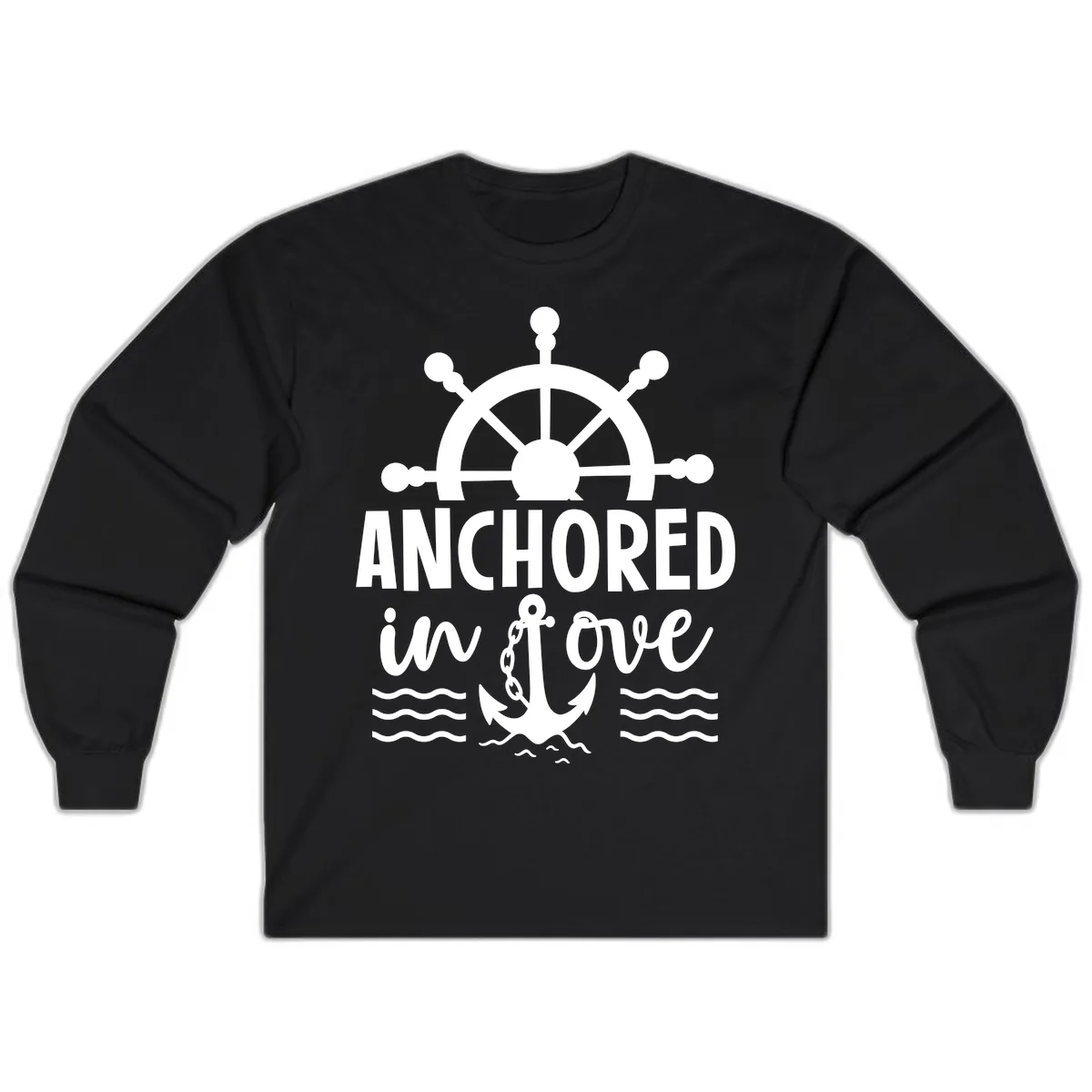 Anchored In Love Family Cruise Vacation Apparel Long Sleeve in Black