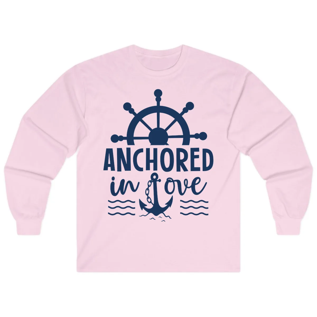 Anchored In Love Family Cruise Vacation Apparel Long Sleeve in Light Pink