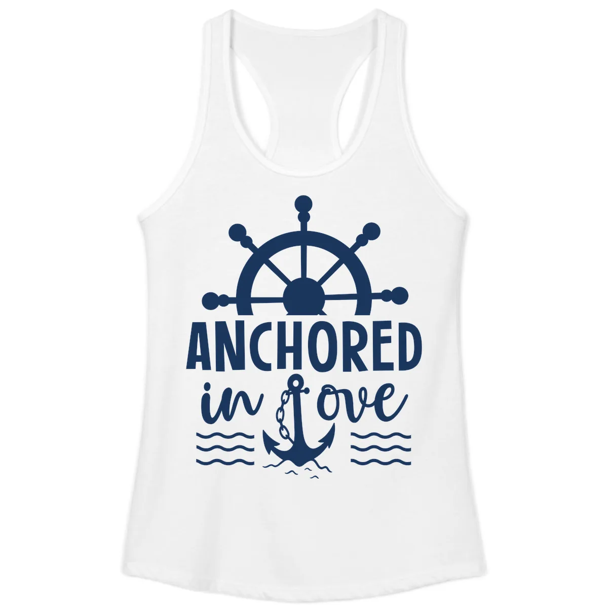 Anchored In Love Family Cruise Vacation Apparel Ladies Tank in White